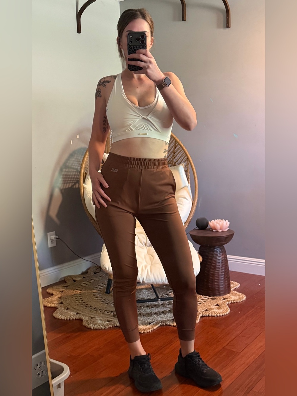 Pink active medium brown joggers